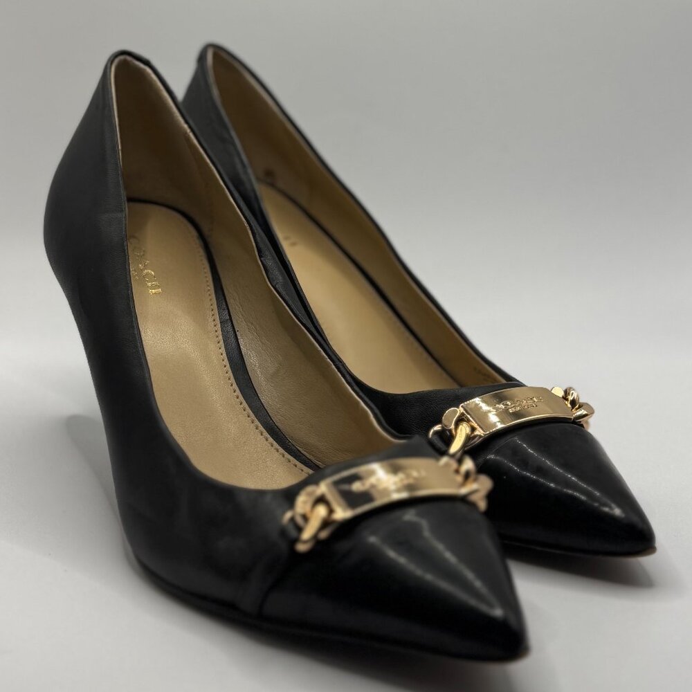 Coach Black Heels with Gold Accent